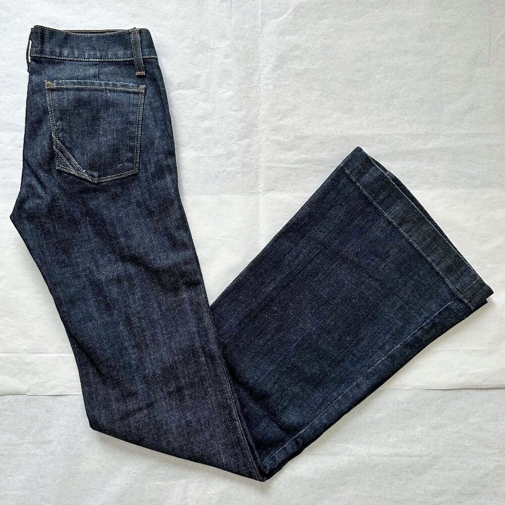 Anlo denim tab front ultra wide flare palazzo leg low rise jeans Sz 24